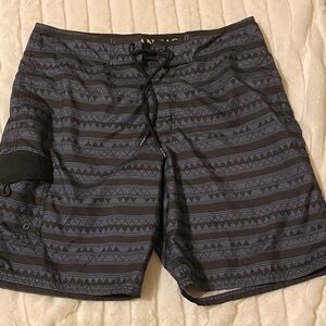American Eagle Outfitters Black Geometric Swim Shorts